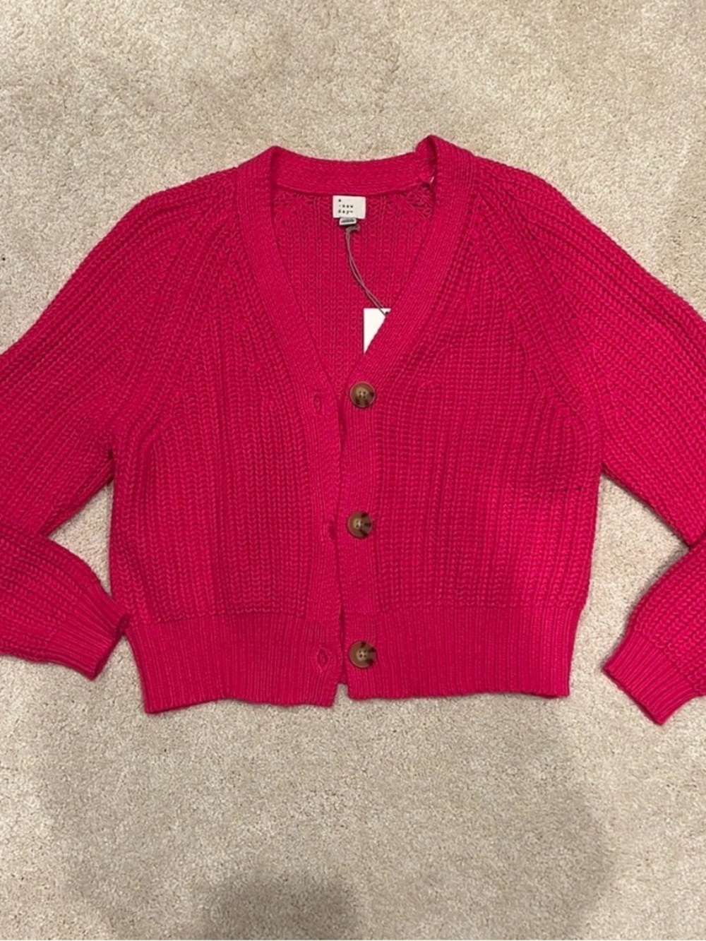 a new day Cropped Button-Front Cardigan - Hot Pink